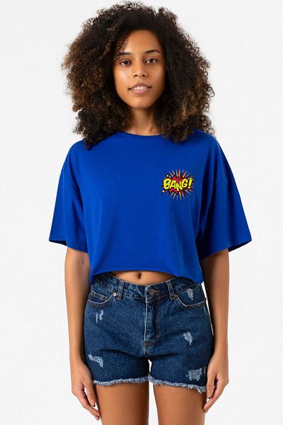 Tshirthane Big Bang Theory Bang Logo Blue Women's Crop T-Shirt
