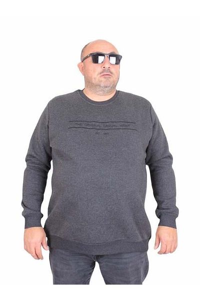 Starbattal Ανδρικό φούτερ μεγάλου μεγέθους - 3ip Original, Crew Neck, ANTHRACITE MELANGE 24203