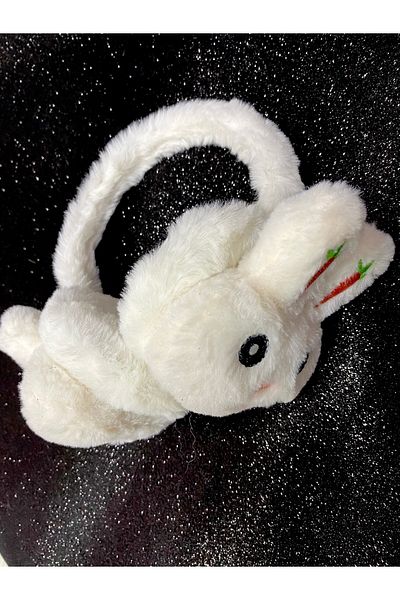 SHEKER HOME White Rabbit Plush Earmuff for Kids - Protection from Cold