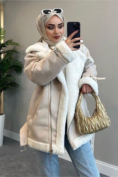 ALFUDO Moda Collection Beige Nubuck Jacket - Belted