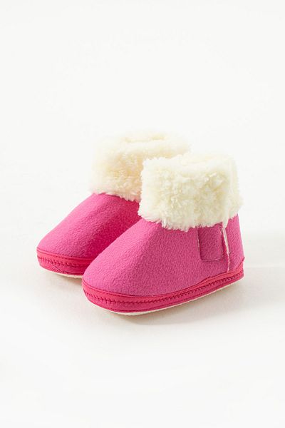 yummy kids Baby Velcro Throat Furry Non-Slip Sole Comfortable Slippers Booties