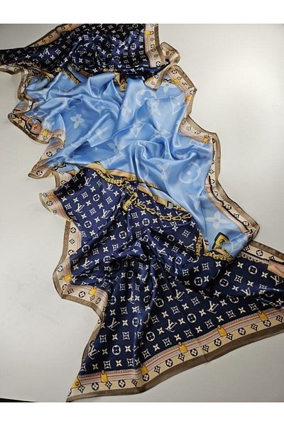 Webinay Home Lv Premium Silk Shawl Silk Fabric Baby Blue