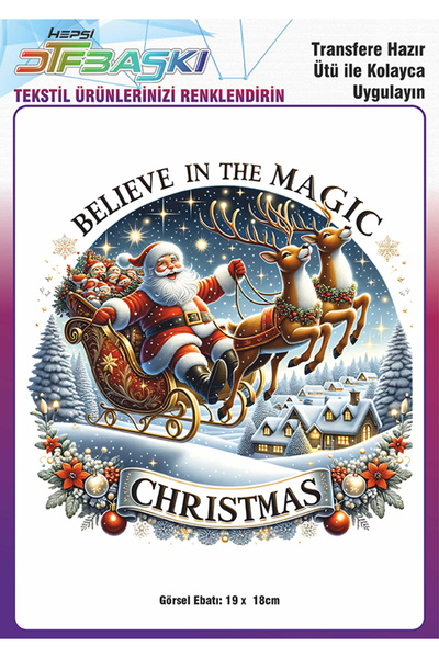F17 Ajans Yılbaşı Noel Baba Ütü ile Yapışan Tişört Tekstil Transfer Dtf Baskı