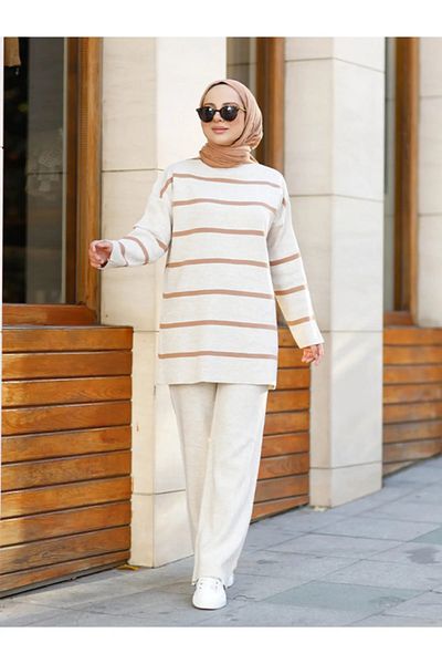 erk giyim striped knitwear suit