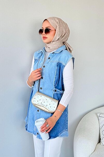 Sezi Moda Giyim JEAN Джинсовий жилет Синій