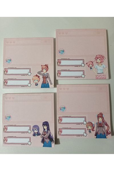 nihonwosekai 4Pcs Ddlc Doki Doki Literature Club Anime Memopad 8X8Cm 48Sheets