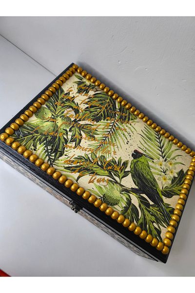 IremTasarimAtolyesi Leopard Print Wooden Box - Gift and Decoration Product