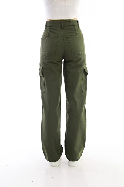 Joui Co Kız Çocuk Yüksek Bel Wide Leg Kargo Cepli Pantolon