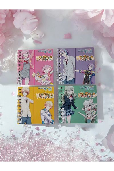 nihonwosekai 4Pcs Hatsune Miku Colorful Pjsekai Project Sekai 8X8Cm Mini Anime Spiral Notepad
