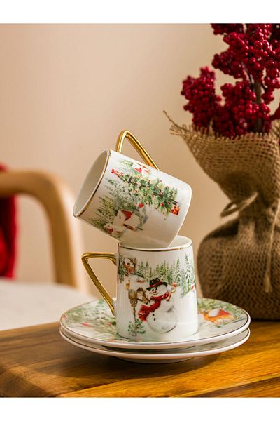 LC Waikiki Porcelain Coffee Cup Set with Capacity of 90 ml and 2 Sizes - W4Gt46Z8