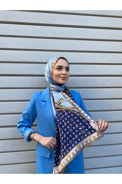 Webinay Home Lv Premium Silk Shawl Silk Fabric Baby Blue