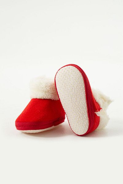 yummy kids Baby Velcro Throat Furry Non-Slip Sole Comfortable Slippers Booties