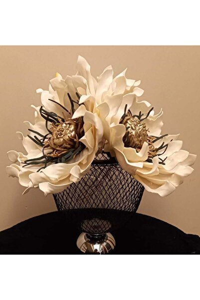 kutmen مزهرية ماجنوليا 3 قطع (زهرة صناعية وجافة)