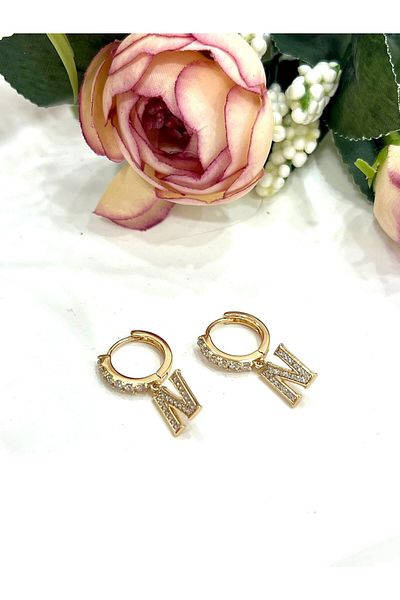 XUPING JEWELRY Luxury Zircon Stone Steel Earrings with Letter N Figure