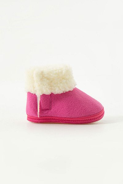 yummy kids Baby Velcro Throat Furry Non-Slip Sole Comfortable Slippers Booties