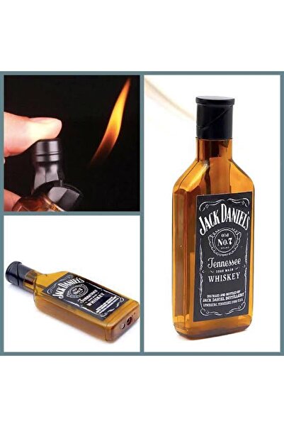 Jack Daniels Şişesi Şeklinde Bütan Gazlı Alevli Çakmak Hediyelik Fantezi Cakmak 1 Boy