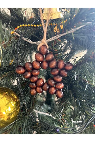 The Byzia هدية عيد الميلاد زخرفة شجرة نجمة خشبية زخرفة الحظ