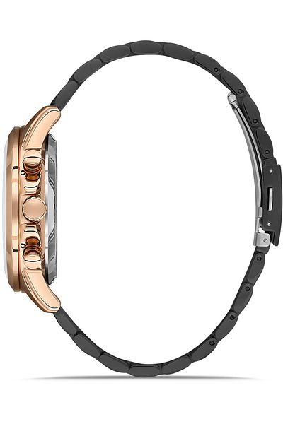 DAVID GUNER Black Coated Calendar Men's Wristwatch with Black Dial
