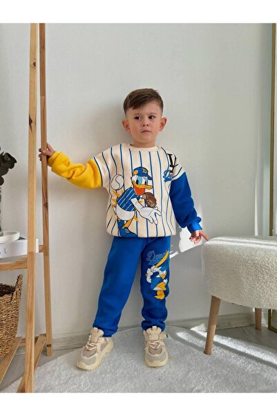 Yalçınoğlu Синьо памучно тричастично комплектче за момчета - меко и лъскаво