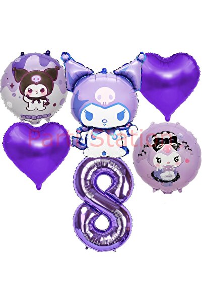 Parti Station Kuromi 8 Yaş Balon Set Anime Sanrio MyMelody Cinnamonroll Hello...
