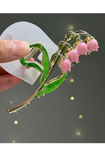 SHEKER HOME Genç Kız Ve Yetişkin Kadın Mini Lale Metal Mandal Pembe Toka