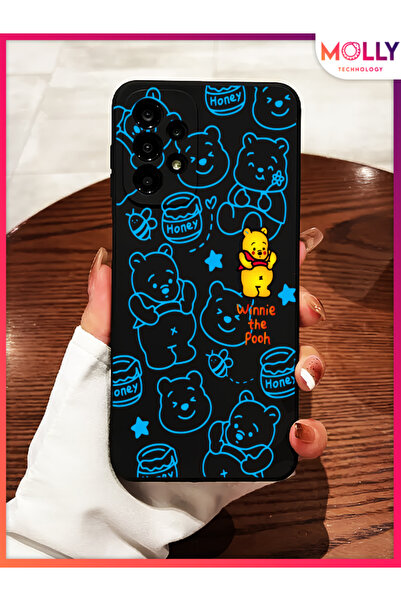 Molly حافظة سيليكون بنمط ويني باللون الأسود لهاتف سامسونج جالاكسي A73