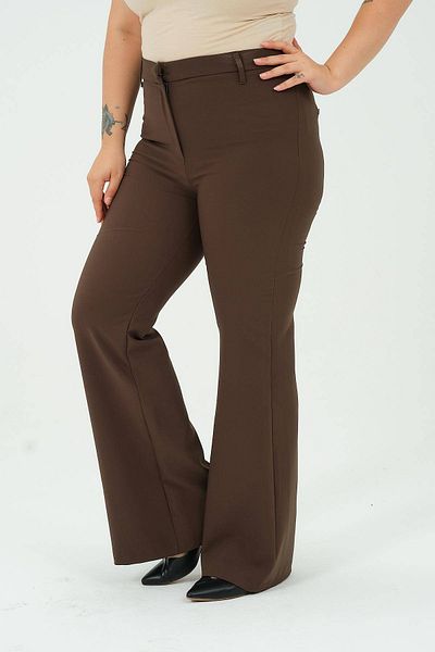 Hanezza Croială elegantă și confortabilă - Pantaloni de damă cu picior spaniol negru și magenta de mărime mare