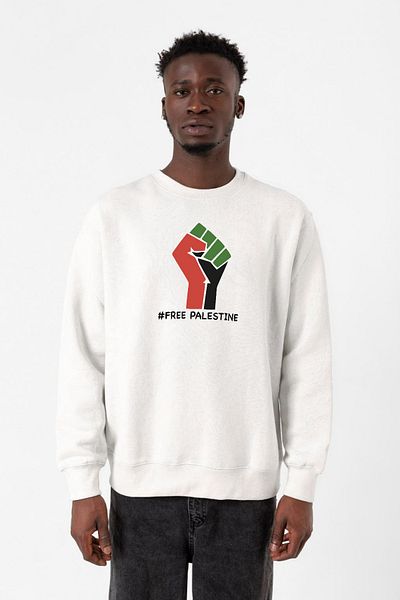 Tshirthane Ανδρικό φούτερ Hand Free Palestine White 2ip