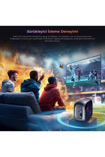 Havit RGB Ambiyans Aydınlatmalı Akıllı Projeksiyon Cihazı, Süper Parlak Görün...
