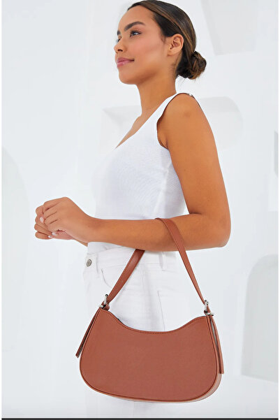 NO NAME Γυναικεία τσάντα μπαγκέτας με απλό ταμπά χρώμα