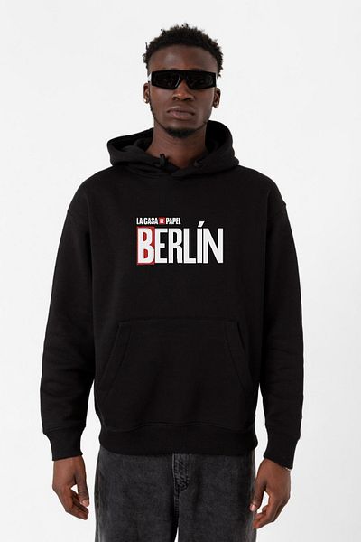 Tshirthane Мъжки суитшърт с качулка La Casa De Papel Berlin, черен, 3ip