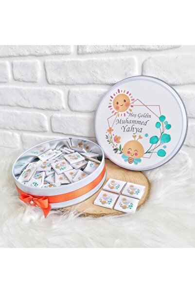 Angel Gift Chocolate 100 Adet Isme Özel Güneş Temalı Kız/erkek Hoşgeldin Bebe...