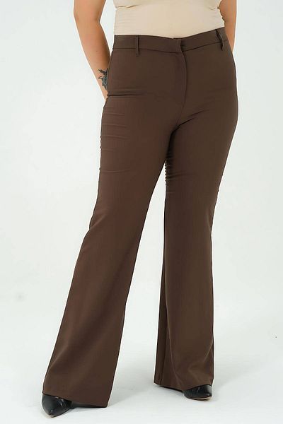 Hanezza Croială elegantă și confortabilă - Pantaloni de damă cu picior spaniol negru și magenta de mărime mare