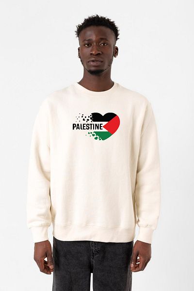 Tshirthane Ανδρικό φούτερ Heart Palestine Flag Ecru 2ip
