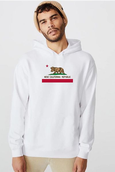 Tshirthane Φούτερ με κουκούλα Fallout New California Republic Flag White ανδρικό φούτερ 3ip