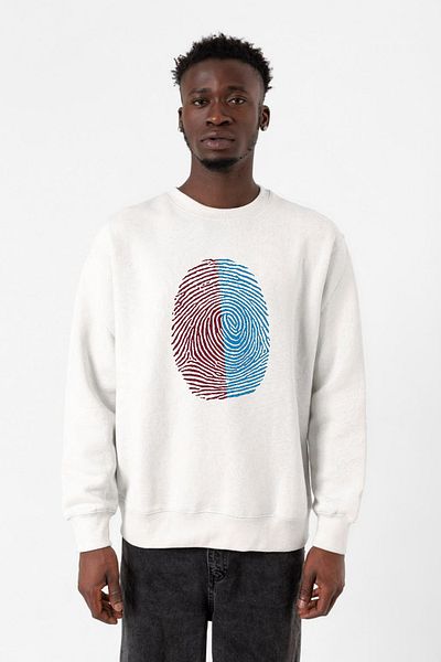 Tshirthane Ανδρικό φούτερ Claret Red Blue Fingerprint White 2ip