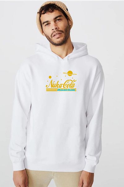 Tshirthane Φούτερ Fallout Nukacola Quantum White ανδρικό φούτερ με κουκούλα 3 κορδονιών