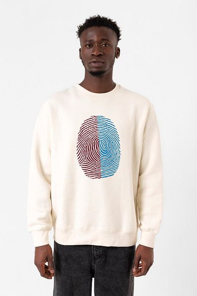 Tshirthane Ανδρικό φούτερ Claret Red Blue Fingerprint Ecru 2ip