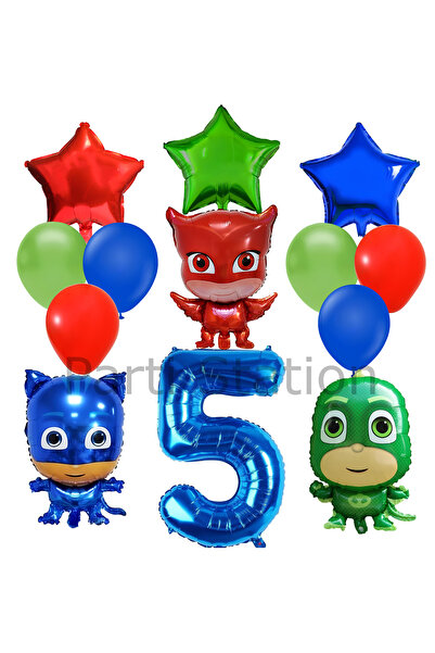 Parti Station Pijamaskeliler 5 Yaş Balon Seti Pjmasks Kedi Çocuk Baykuş Kız K...