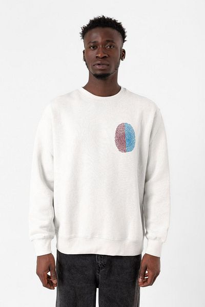 Tshirthane Ανδρικό φούτερ μπορντό μπλε δακτυλικό αποτύπωμα λευκό 2ip