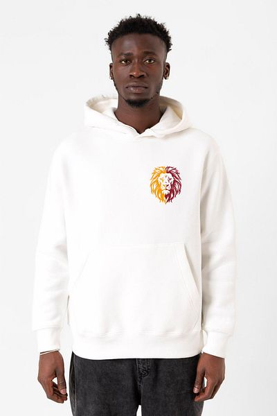 Tshirthane Κίτρινο Κόκκινο Leon Λευκό Ανδρικό φούτερ με κουκούλα 3 κορδονιών