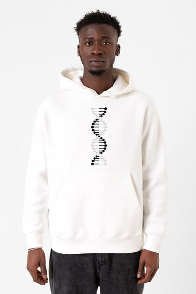 Tshirthane Μαύρο Λευκό Dna Λευκό Ανδρικό φούτερ με κουκούλα 3ip