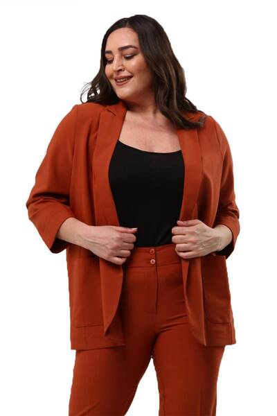 Hanezza Kadın Blazer Ceket | Tarçın | Büyük Beden | 7 Renk | Takım Elbise Uyumlu