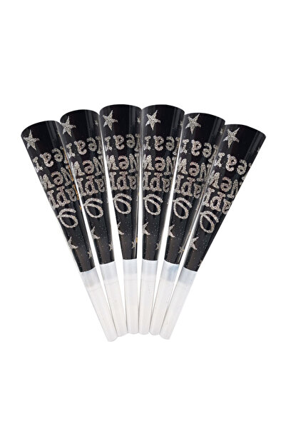 Party Country سنة جديدة سعيدة - 6 قطع فوفوزيلا فضية لامعة