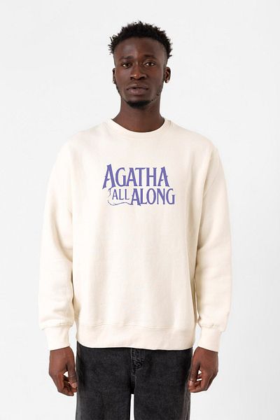 Tshirthane Ανδρικό φούτερ Agatha All Along Lettern Ecru με 2 κορδόνια
