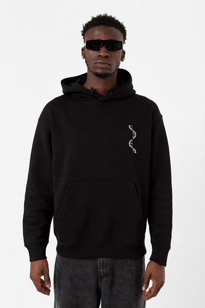 Tshirthane Мъжки суитшърт с качулка Black White Dna Black 3ip