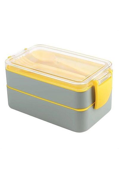 shop Buffer ®   2 Compartments Multi-Purpose 900ml Capacity Durable Lunch Box with Fork and Spoon Food Box