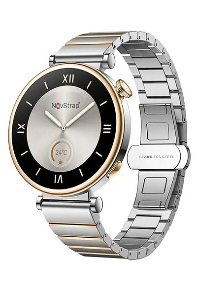 NovStrap حزام متوافق مع ساعة هواوي GT4 41 ملم GT5 41 ملم GT5 Pro 42 ملم (18 ملم) معدن فولاذي بنقرة واحدة