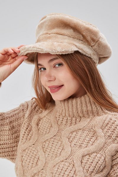 derikem Double Women's Plush Cap Newsboy Winter Cap