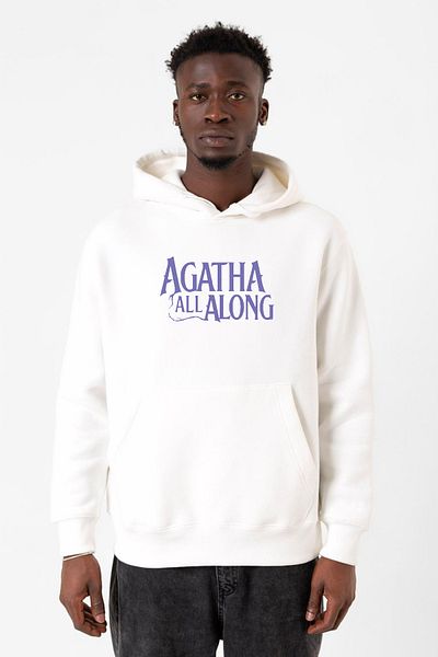 Tshirthane Ανδρικό φούτερ με κουκούλα Agatha All Along Lettern White